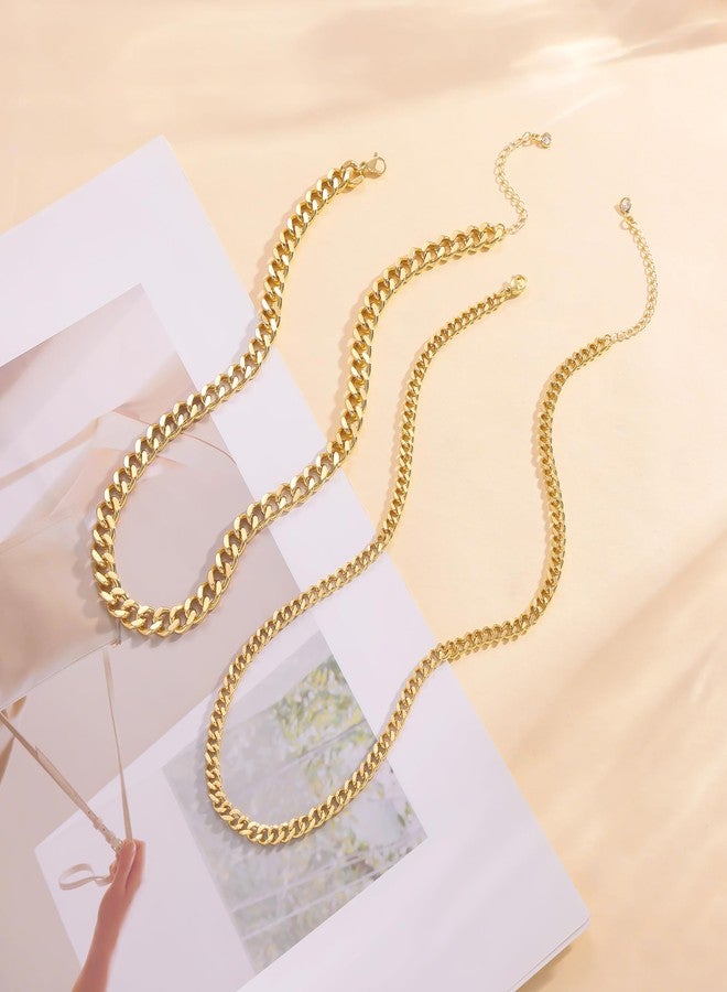 Moodear Gold Necklace for Women Trendy Chunky 14K Gold Plated Layered Necklace Cuban Link Chain Choker Necklace for Women Fashion Jewelry - Image 5